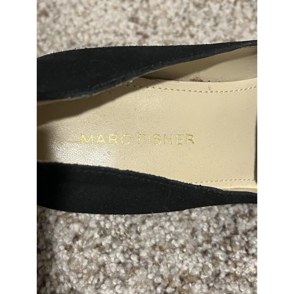 Marc Fisher Women's Loafers Suede Fringe Buckle Block Heel Black Size 6M - Picture 4 of 7